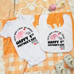 Personnalisé You're Doing A Great Job Cute Elephant 100% Cotton T-shirt Baby Bodysuit Bib with Name Happy 1st Mother's Day Birthday Gift for Baby Mom