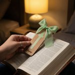 Personalized Ribbon Bow Bible Verse Cross Wooden Bookmark with Engraved Name Birthday Religious Baptism Gift for Family Christians