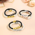 Bracelet en cuir PU imperméable personnalisé avce texte - Style de l'amour infini - Cadeau d'anniversaire pour les couples