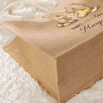 Personalized Retro Style Happy Easter Bunny Chick Large Jute Tote Bag with Name and Initial Easter Party Gift for Boys Girls