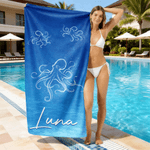 Personalized Underwater World Marine Theme Oversized Quick Dry Beach Towel with Name Summer Vacation Accessories Birthday Gift for Friends Family