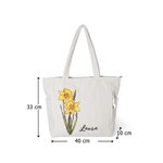 Personalisierter Cord-Shopper mit Geburtsblumen und Namen | Große Kapazität | Stylische Tragetasche | Alltag Muttertag Geburtstag Geschenk für Damen