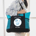 Personalized Cute Pink Blue Baby Footprint Tote Bag with Name and Year Baby Shower Birthday Gift for Baby New Mom