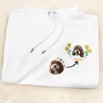 Personlig Brodert Blomst Hund Katt Ansikt Foto Myk T-skjorte Sweatshirt Hettegenser med Navn Pet Party Bursdagsgave til kjæledyrseiere Lovers