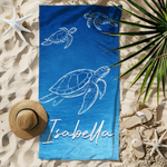 Personalized Underwater World Marine Theme Oversized Quick Dry Beach Towel with Name Summer Vacation Accessories Birthday Gift for Friends Family