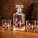 Personalized Cartoon Sporty Style Character Whiskey Decanter with Name Bar Accessory Game Day Gift for Man Woman Sports Lover