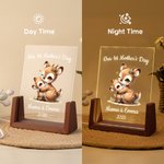 Personalized Parent-Child Animal Name LED Night Light with Wooden Base Our 1st Mother's Day Room Decor Birthday Gift for Mom Kids