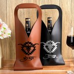 Personalizada occidental de la vaca del cráneo de cuero PU Bolsa de vino con el nombre de la manija de protección de vino Accesorios Aniversario de boda de regalo para el amante del vino