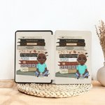 Personalizzato Personaggio dei cartoni animati Retro Books Custodia portatile per Kindle con nome Regalo di compleanno per gli amanti dei libri