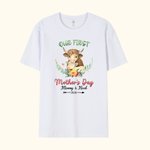 Personalisierte Our First Mother's Day T-Shirt mit niedlichen Tier und Name Muttertag Geschenk für neue Mama
