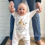 Personalized Cute Giraffe Rainbow 100% Cotton Baby Romper with Name and Year First Mother's Day Baby Shower Gift for Newborn