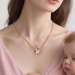 Personalised New Mom and Baby Swan Necklace with Birthstone and Card Birthday Anniversary Christmas First Mother's Day Gift for Women