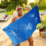 Personalized Underwater World Marine Theme Oversized Quick Dry Beach Towel with Name Summer Vacation Accessories Birthday Gift for Friends Family