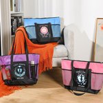 Personalized Cute Pink Blue Baby Footprint Tote Bag with Name and Year Baby Shower Birthday Gift for Baby New Mom