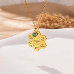 Collier nid d'abeille personnalisé avec pierre de naissance Annonce de naissance Noël Cadeau de fête des mères pour la nouvelle maman