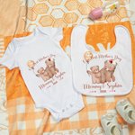 Henkilökohtainen akvarelli Söpöt karhut 100% puuvilla t-paita Baby Onesie Bib nimellä Ensimmäinen äitienpäivälahja äidille vauva vauva