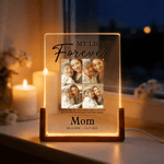 Personalized Photo Acrylic LED Night Light with Name and Wooden Base Home Decor Sympathy Gift for Family Friends