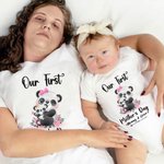 Maglietta personalizzata per la festa della mamma Set di tutine per bambini con panda a fiori e nomi Regalo per la festa della mamma per i neonati