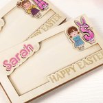 Porte-monnaie en bois à pince personnalisé avec nom et initiale Utilisation quotidienne Cadeau de Pâques pour les enfants