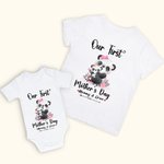 Maglietta personalizzata per la festa della mamma Set di tutine per bambini con panda a fiori e nomi Regalo per la festa della mamma per i neonati