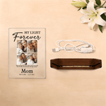 Personalized Photo Acrylic LED Night Light with Name and Wooden Base Home Decor Sympathy Gift for Family Friends