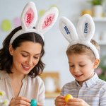 Personalised Cute Rabbit Ears Hairband with Embroidery Name and Year Easter Party Birthday Gift for Kids