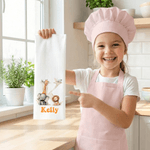 Personalized Cute Animal Waffle Weave Kitchen Towel with Name and Initial Baking Housewarming Gift for Kids