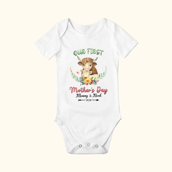 Onesie pour bébé personnalisé avec animal et nom pour la fête des mères Cadeau de fête des mères pour nouveau-né