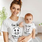 Maglietta personalizzata per la nostra prima festa della mamma in cotone 100% e tutina per neonato con motivo a panda carino Regalo per la festa della mamma per il neonato e la neomamma