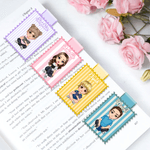 Personalized Cute Cartoon Character Striped Magnetic Bookmark Clip with Name Daily Use Book Club Birthday Gift for Bookworm Book Lover