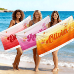 Serviette de plage surdimensionnée à rayures dégradées personnalisée avec nom Cadeau d'anniversaire pour la famille ou un(e) ami(e)