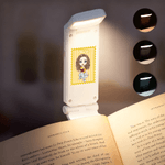 Personalized Striped Stamp Cartoon Reading Character LED Rechargeable Light Clip with Name Birthday Gift for Book Lovers Bookworms