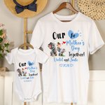 Personalised Our First Mother's Day Together Cute Animal 100% Cotton Baby Bodysuit Adult T-shirt with Name Birthday Gift for Baby Newborn Mom