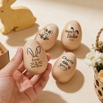 Personalized Happy Spring Bunny Wooden Easter Egg with Engraved Name Easter Basket Stuffers Home Decor Party Favors Gift for Kids
