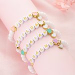 Bracelet élastique en perles avec un coeur personnalisé Anniversaire Amitié Cadeau de Pâques pour les tout-petits Filles Femmes