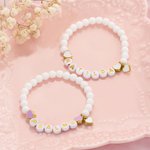 Bracelet élastique en perles avec un coeur personnalisé Anniversaire Amitié Cadeau de Pâques pour les tout-petits Filles Femmes