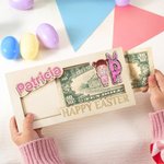 Porte-monnaie en bois à pince personnalisé avec nom et initiale Utilisation quotidienne Cadeau de Pâques pour les enfants