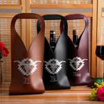 Personalizada occidental de la vaca del cráneo de cuero PU Bolsa de vino con el nombre de la manija de protección de vino Accesorios Aniversario de boda de regalo para el amante del vino