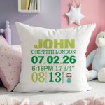 Personalized Cartoon Character Baby Birth Information Soft Throw Pillow Cover Home Decor Birthday Baby Shower Housewarming Gift for Newborn New Mom