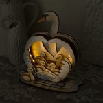 Personlig svanfamilj LED-ljus träprydnad med text och datum Heminredning Mors dag jul Födelsedagspresent till mamma