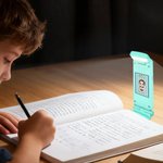 Personalized Striped Stamp Cartoon Reading Character LED Rechargeable Light Clip with Name Birthday Gift for Book Lovers Bookworms