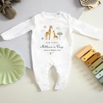 Personalized Cute Giraffe Rainbow 100% Cotton Baby Romper with Name and Year First Mother's Day Baby Shower Gift for Newborn