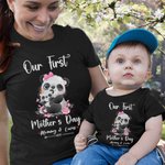 Maglietta personalizzata per la festa della mamma Set di tutine per bambini con panda a fiori e nomi Regalo per la festa della mamma per i neonati