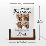 Personalized Photo Acrylic LED Night Light with Name and Wooden Base Home Decor Sympathy Gift for Family Friends
