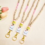 Gepersonaliseerde leuke potlood papier houten kralen badge sleutelkoord ID-kaarthouder met titel en naam terug naar school Waardering verjaardagscadeau voor leraren