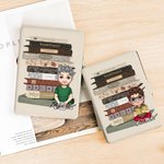 Personalizzato Personaggio dei cartoni animati Retro Books Custodia portatile per Kindle con nome Regalo di compleanno per gli amanti dei libri
