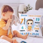 Coussin de naissance personnalisé avec nom Décoration de chambre d'enfant Anniversaire Cadeau de douche pour nouveau-né