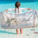Personalized Marine Animal Quick Dry Oversized Microfiber Beach Towel with Name Beach Party Holiday Gift for Family Friends
