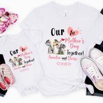 Personalised Our First Mother's Day Together Cute Animal 100% Cotton Baby Bodysuit Adult T-shirt with Name Birthday Gift for Baby Newborn Mom