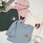 Personalizzato ricamato Cartoon Dog Cat Avatar Photo T-shirt Felpa con cappuccio con nome Memorial Sympathy Loss of Pet Regalo per chi ama gli animali domestici